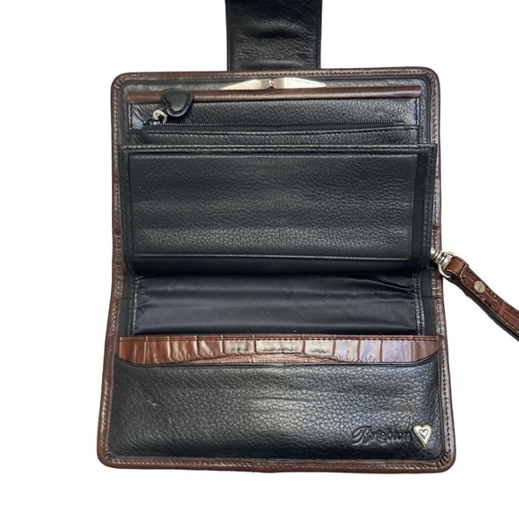 Brighton brown woven leather clutch bag wristlet